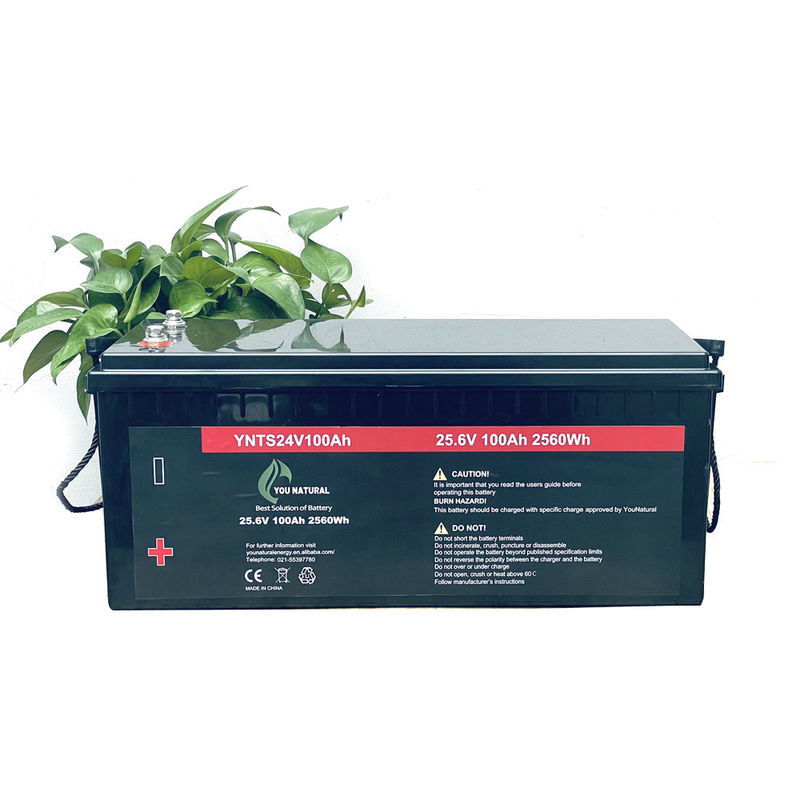 24V LiFePo4電池3000周期は長くサイクル寿命2560wh 100ahの再充電可能なリチウム イオン電池を